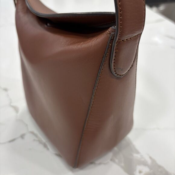 Massimo Dutti Purse Modern Bucket Bag Brown Minimalist Structured - Picture 8 of 11